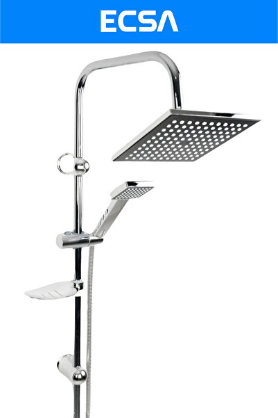ECSA Siyah Krom Kare Tepe Yağmurlama Banyo Robot Duş Seti