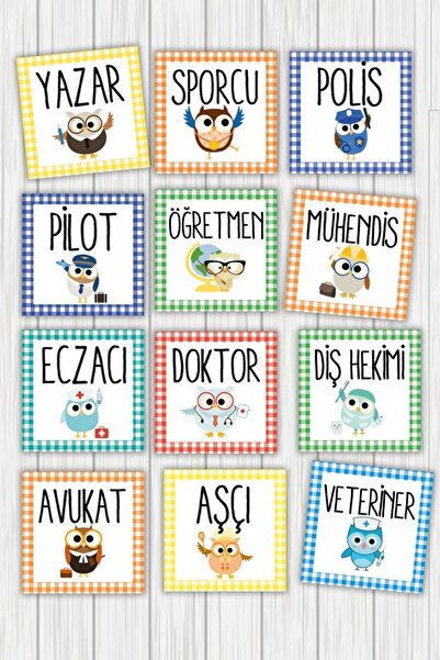 Pankart Evi - Renkli Diş Buğdayı Için Meslek Kartları Pötikare 12 Adet