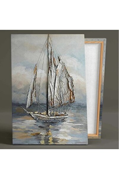 AR AJANS KANVAS TABLO Efect de vopsea în ulei Navă Barcă cu pânze Mare Natură...