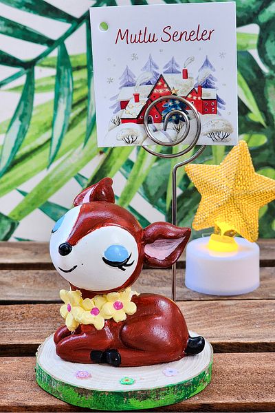 Rota Hediyelik Cute Deer Note Holder Note and Photo Holder Office Gift Ornament Decoration