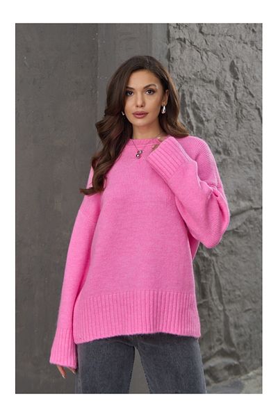 Elif Özbey Butik Pulover oversize roz cu decolteu