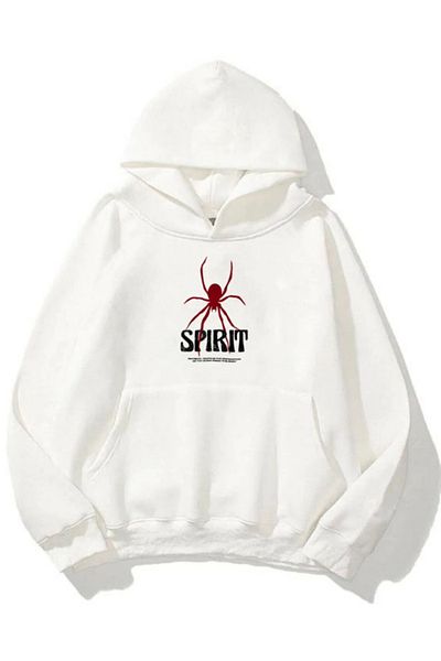 Hunors Sportswear & Company Unisex Hoodie Oversize Spirit (Spider) Φούτερ με στάμπα με κουκούλα μαύρο