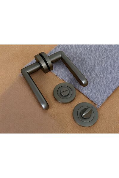 KOLDOOR FeLix AL47 matte - Smoked Luxury Round Rosette WC Bathroom Door HandLe 1 Set
