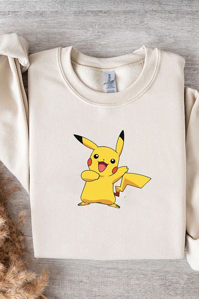 Texclusive Pokemon Pikachu Unisex Kids Sweatshirt - White, Adult