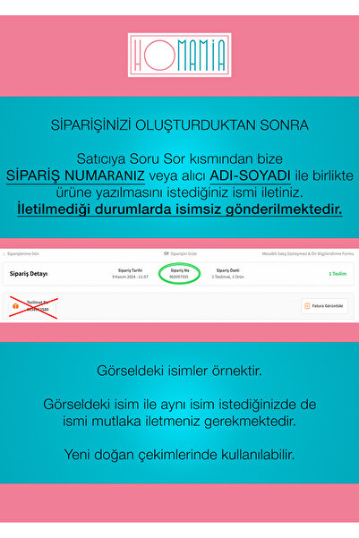 Homamia Isme Özel 75x120 Park Yatak Beşik Nevresim Takımı