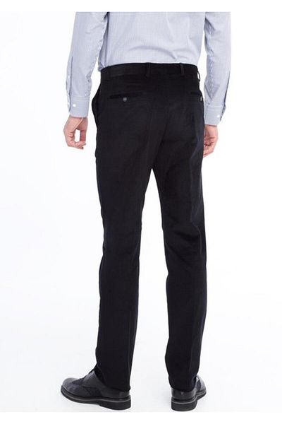 PANT POSİTİVE Merdan Black Classic Cut Men's Velvet Trousers-4863