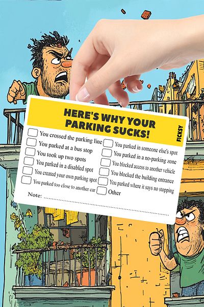 Ficksy Parking Card - Effective and Fun Warning Card for Bad Parking - 25 Pieces - 9.5*7 cm