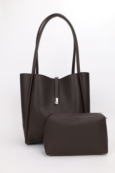 NOTHING Geantă de mână și de umăr pentru femei cu închidere magnetică maro - L:30 L:33 L:15 cm JADE