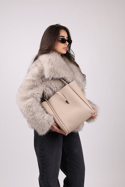NOTHING Women's Mink Hand and Shoulder Bag with Magnet Closure Makeup Bag L:30 W:33 W:15 cm Jade