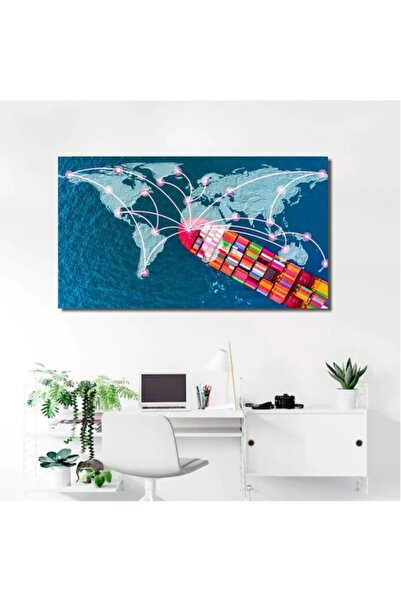 AR AJANS KANVAS TABLO Kancelarijska mapa sveta Logistika Platno UMETNOST