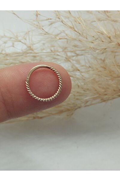 DCPİERCİNG Cerrahi Çelik 10mm Burgu Kilitli Rose Halka Piercing