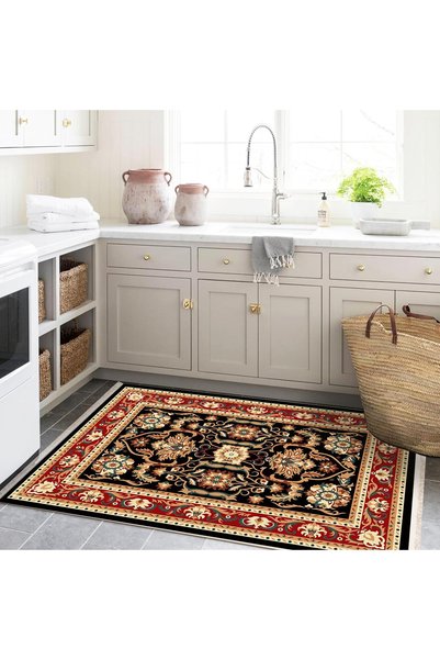Rugs Modern Halı Efe Collection Coffee Themed Flower Motif and Traditional Pa...