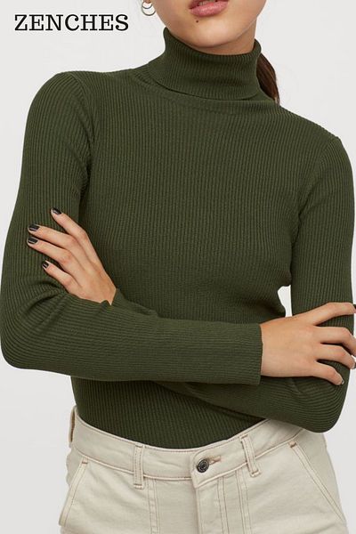 ZENCHES Slim Fit Turtleneck Sweater