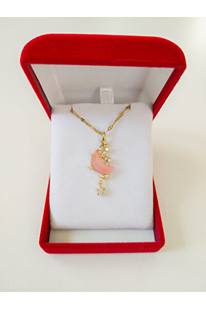 SeyCey.co في علبة مخملية فاخرة |   قلادة القمر الوردي مع حجر الأوبال الذهبي |...