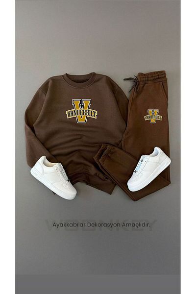 woonkey Σετ αθλητική φόρμα Unisex 3 νημάτων εμπριμέ 100% βαμβάκι