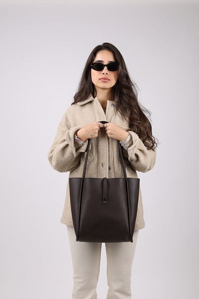 NOTHING Geantă de mână și de umăr pentru femei cu închidere magnetică maro - L:30 L:33 L:15 cm JADE