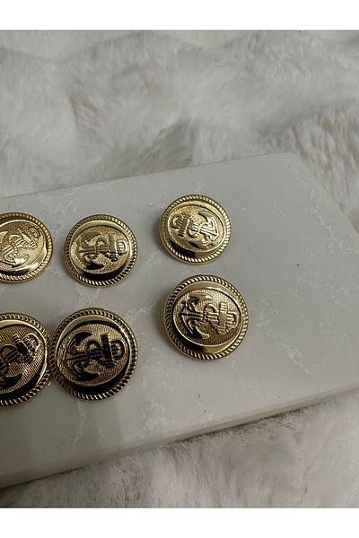 Merve Lot of 10 Lacquered Luxury Golden Sailor Themed Button