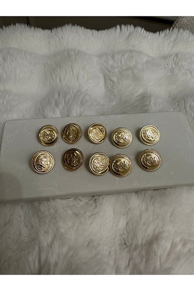 Merve Lot of 10 Lacquered Luxury Golden Sailor Themed Button