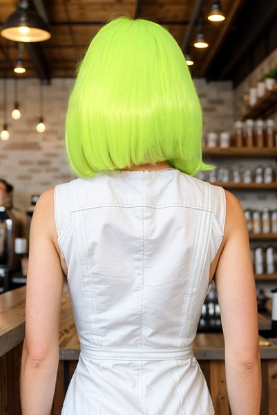 KONAK PERUK Party / Animation / Theater Fiber Synthetic Wig with Bangs - Neon Yellow