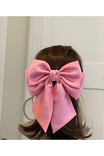 LO ADORO إكسسوار شعر نسائي على شكل فيونكة وشريط من الساتان الوردي للفتيات