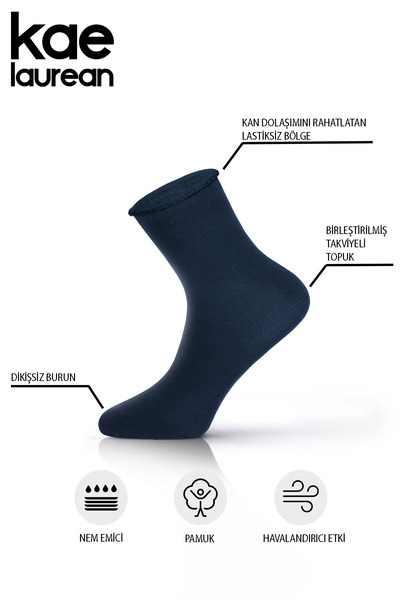 KaeLaurean Мъжки памучни ластични чорапи от 4 части, тъмносини, безшевни, еластични, незабелязващи къси чорапи, които не се стягат