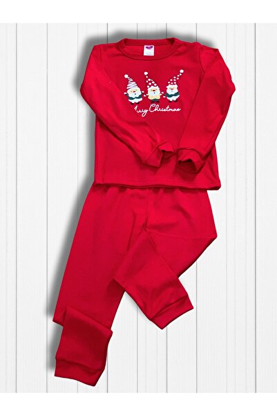 YusGos Santa Claus Printed Cotton Girls' New Year Family Pajamas Set
