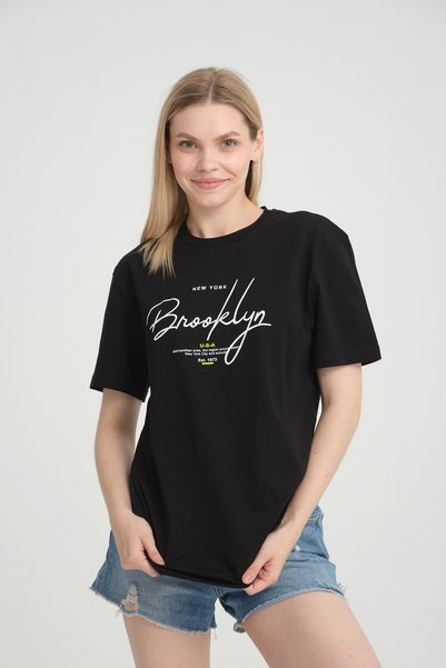 Süperlife Tricou oversize pentru femei cu decolteu rotund SPR24TSk110