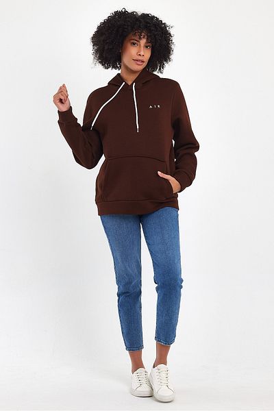 Superlife Superlife ΓΥΝΑΙΚΕΙΑ μπλουζάκι με κουκούλα casual μόδας με φλις 3 νήματα αέρα κεντημένο T-Shrit