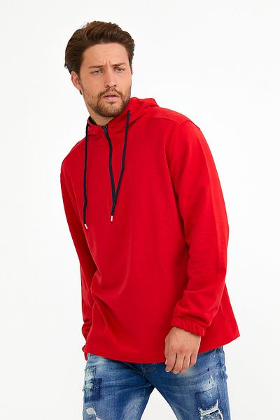 Superlife Superlife Мъжки тънък суичър с половин цип Regular Fit Spr22sw170