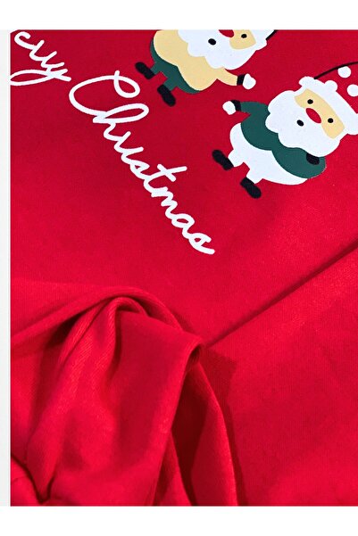 YusGos Santa Claus Printed Cotton Girls' New Year Family Pajamas Set