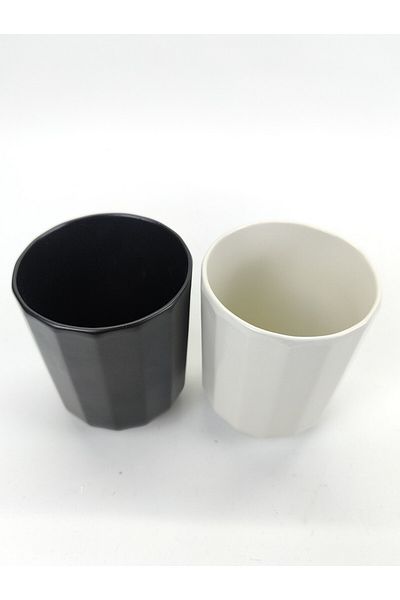 Kütahya Porselen Bevel Series 450 Cc Black - Cream Mug 2 Liters