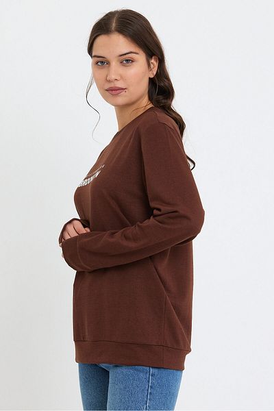 Superlife Superlife Γυναικεία Crew Neck Oversize Λεπτή φούτερ με στάμπα Brooklyn