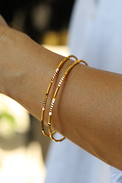 10 Gram 22 Ayar Altın Yatırımlık Kalemli İkili Ajda Bilezik İşçiliksiz Toplam 20 Gram