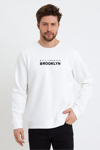 Superlife Superlife Ανδρική λαιμόκοψη, κανονική εφαρμογή Brooklyn εμπριμέ λεπτή φούτερ (Spr23sw330).
