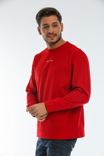 Superlife Мъжки тънък суичър с кръгло деколте Superlife Regular Fit Brooklyn Printed Thin