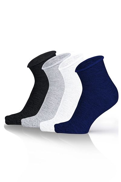 KaeLaurean Women's 4-Piece Cotton Elasticated Multi-Colored Seamless Stretchy Non-Marking Short Non-Tightening Socks