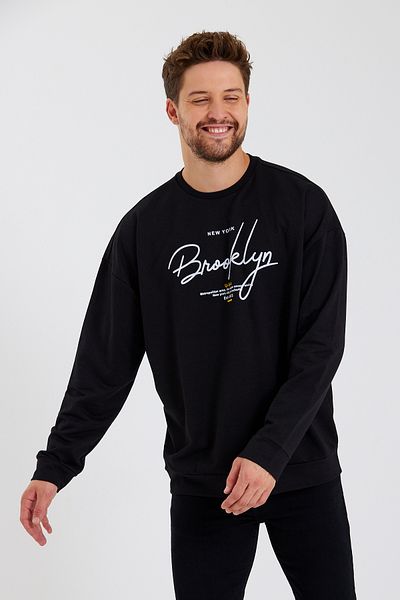 Superlife Мъжки тънък суитшърт Brooklyn с кръгло деколте Superlife