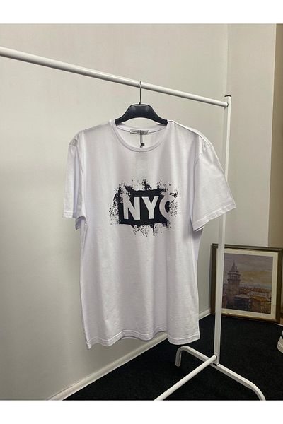 Superlife Tricou cu imprimeu Nyc pentru femei Superlife, cu decolteu rotund, supradimensionat, Spr24tsk114
