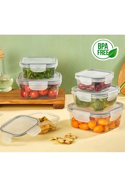 Qlüx Quick Full Vacuum Locked Leak Proof Storage Container Set 3 Pieces 1400Ml.-800Ml.-400Ml. Transparent