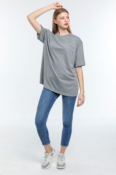 Superlife Γυναικείο T-shirt με λαιμόκοψη με κανονική εφαρμογή με στάμπα αέρα Spr21yk23