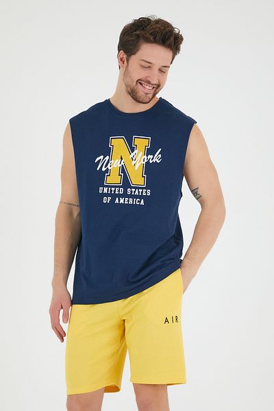 Superlife Ανδρικό T-shirt με λαιμόκοψη με κανονική εφαρμογή N εμπριμέ Spr22ts117
