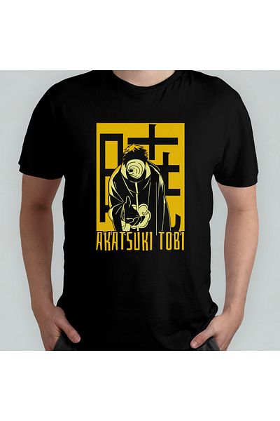 Pixxa Naruto Akatsuki Tobi - Μπλουζάκι από 100% βαμβακερό λαιμόκοψη μοντέλο 1