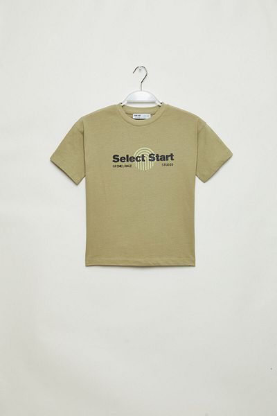 GRIMELANGE DAVIS Jungen-T-Shirt aus 100 % hellkhakifarbener Baumwolle