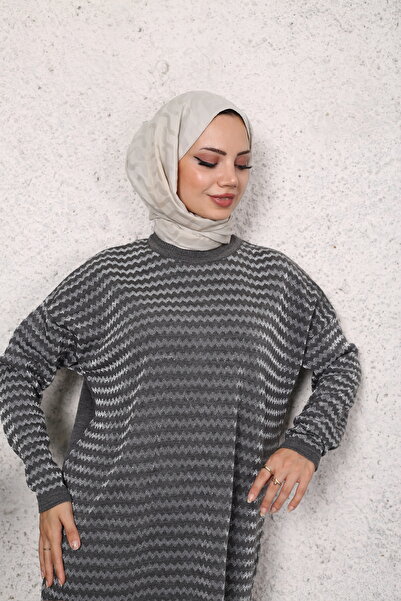 MODA Ασημένιο πλεκτό τουνίκ