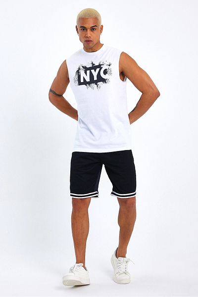 Superlife Ανδρικό T-shirt με λαιμόκοψη με κανονική εφαρμογή Nyc με στάμπα Spr22ts124