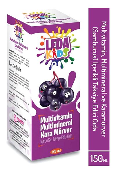 LedaPharma Unisex Black Elderberry Extract Vitamin C and Zinc Leda Kids