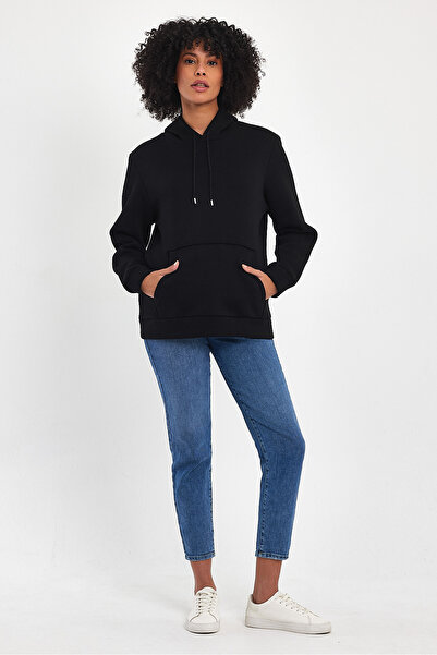 Superlife Дамски суичър с качулка, удобен в калъп, 3 нишки от полар spr24swk55