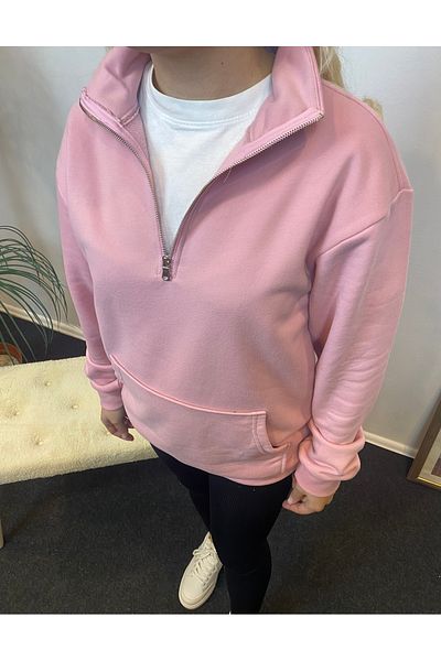 Superlife Superlife Women's 3 Thread Half Zipper Kangaroo Pocket Sweatshirt