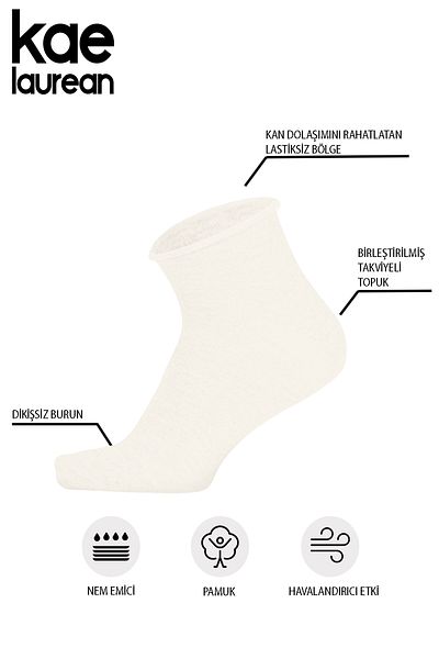 KaeLaurean Women's 4-Piece Cotton Elasticated Ecru Seamless Stretchy Non-Marking Short Non-Tightening Socks