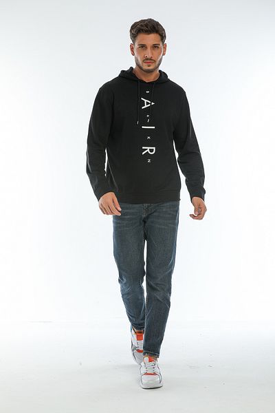 Superlife Мъжки зелен суичър без качулка Superlife Regular Fit Air Printed